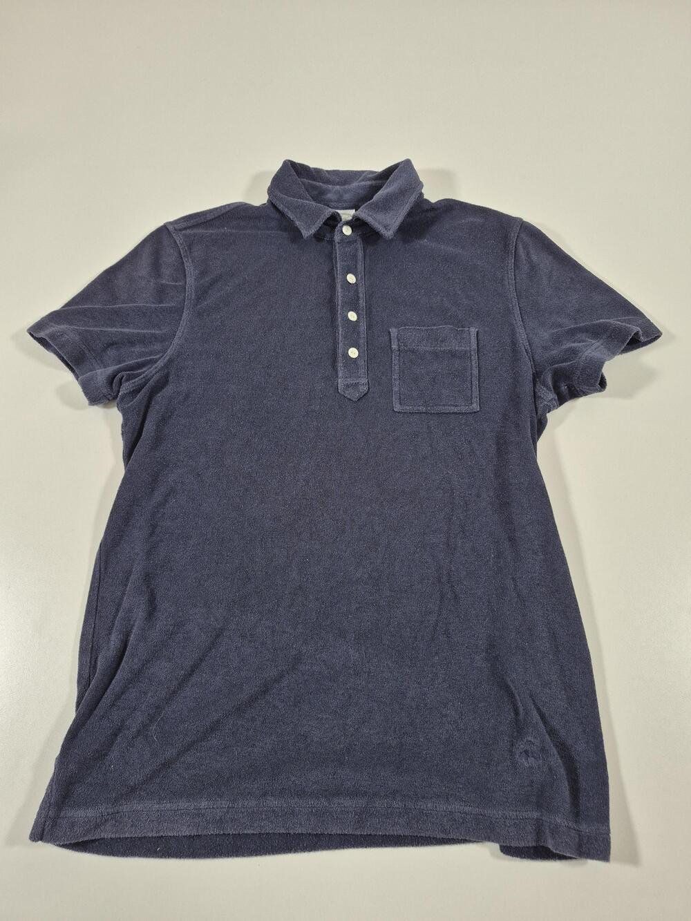 Brooks Brothers Mens Terry Cloth Polo Shirt Medium Navy Cotton Beach Pool Casual